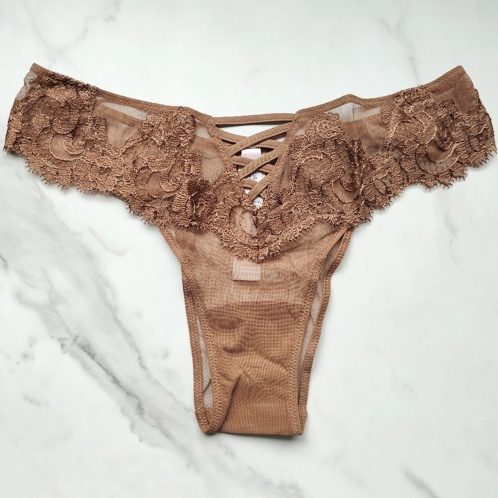 NWT VICTORIA'S SECRET DREAM ANGELS BOHO FLORAL EMBROIDERY BRAZILIAN PANTY IN CAR